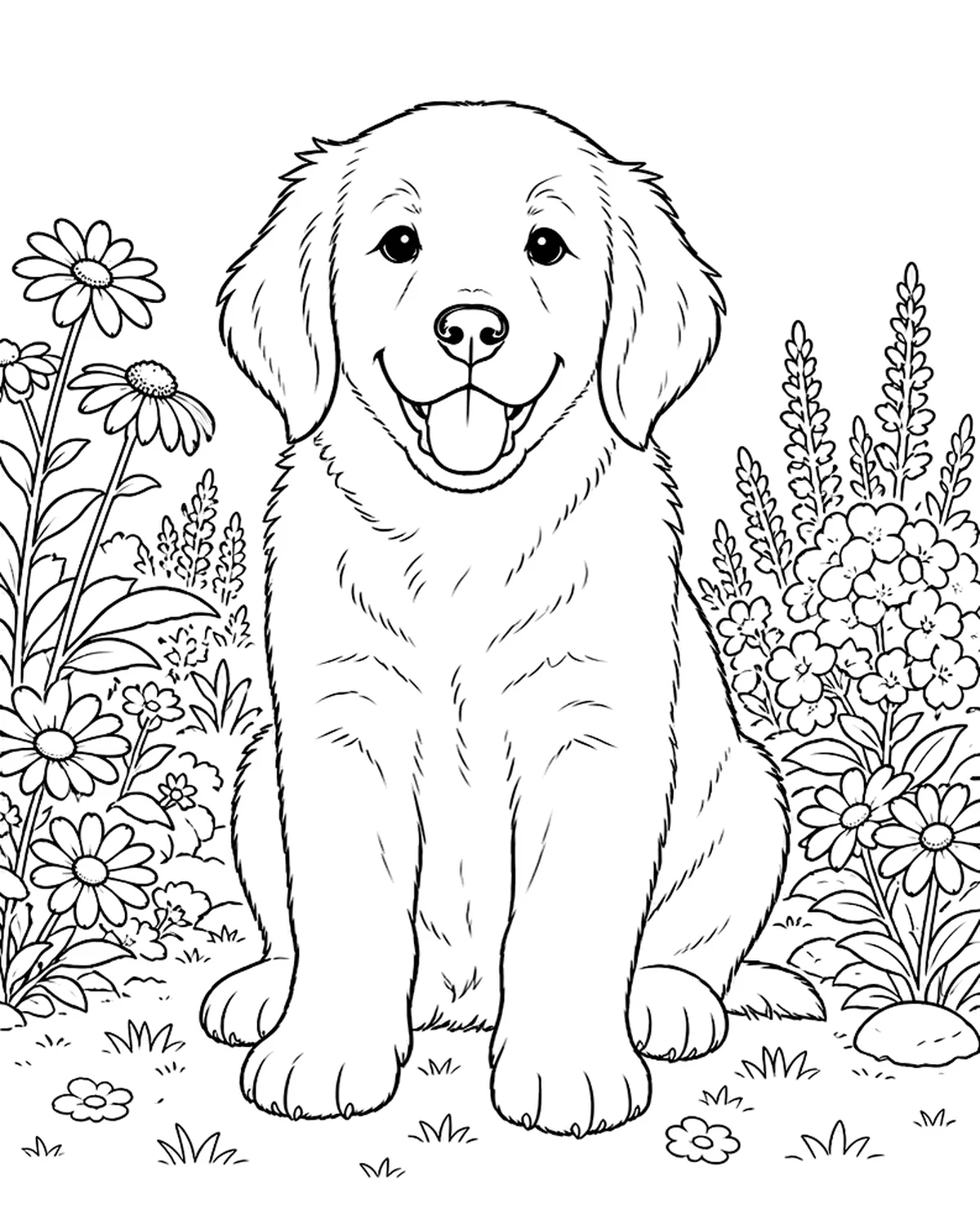 Printable puppy coloring page result with clean black outlines