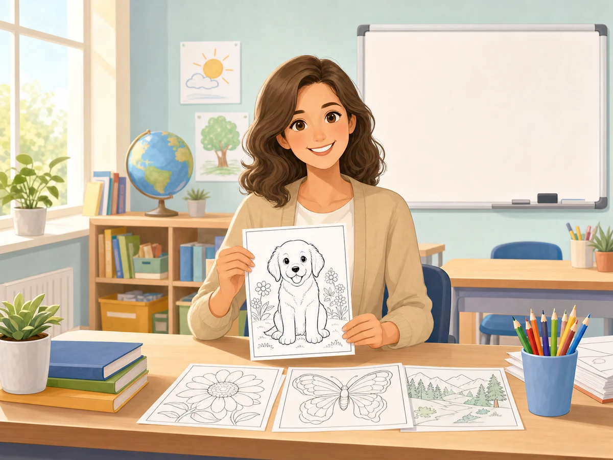 Classroom coloring page maker creating printable worksheets from lesson images